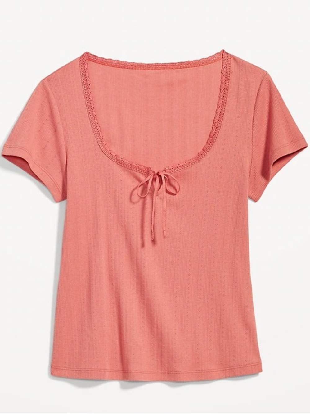 Old Navy Pointelle Knit Birch Cozy Cashmere Short Sleeve Blouse Top Size XLarge